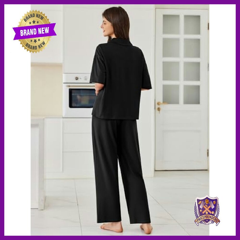 Soft Button-Down Pajama Set With Pockets, S-Xxl - image 3